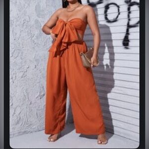 SHEIN curve two piece orange set